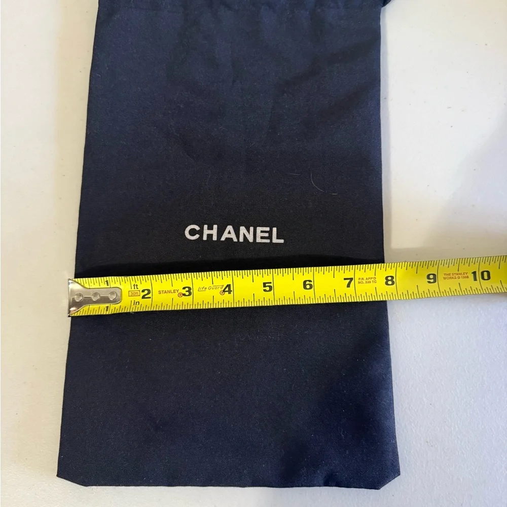 CHANEL Black Drawstring Dust Bag with White Logo